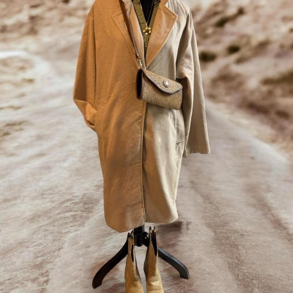 New‎ Look Tan Beige Wool Blend Longline Overcoat Jacket XL Womens RN57686
